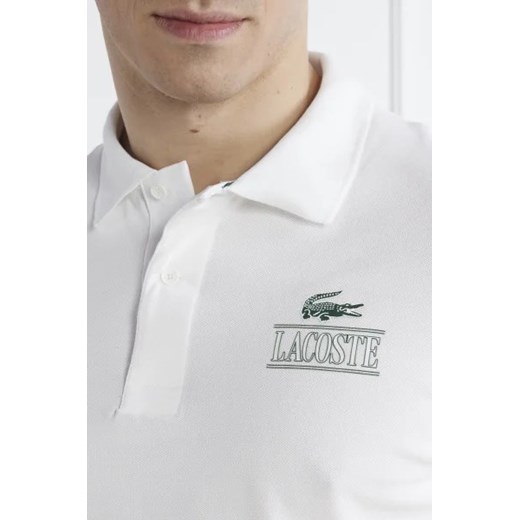 T-shirt męski Lacoste z elastanu na wiosnę biały z krótkimi rękawami 