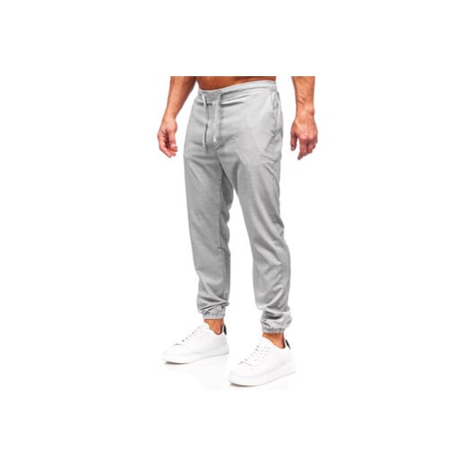 Szare spodnie materiałowe joggery męskie Denley 0065 32/M promocyjna cena Denley