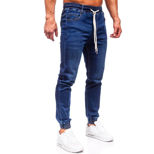 Granatowe spodnie jeansowe joggery męskie Denley 9080 30/S promocja Denley