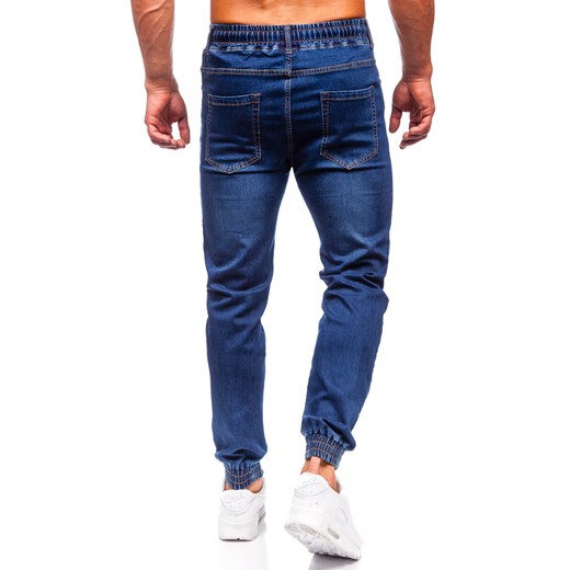 Granatowe spodnie jeansowe joggery męskie Denley 9080 34/L promocja Denley