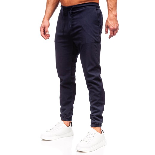 Atramentowe spodnie materiałowe joggery męskie Denley 0065 34/L wyprzedaż Denley