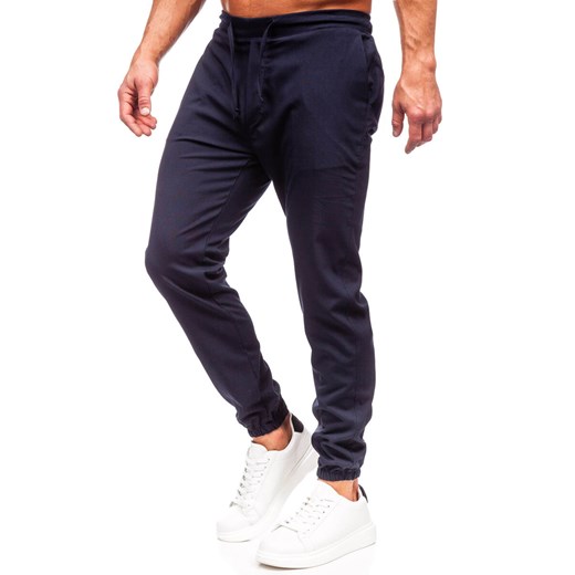 Atramentowe spodnie materiałowe joggery męskie Denley 0065 36/XL Denley wyprzedaż