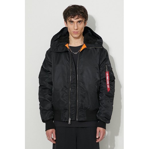 Alpha Industries kurtka MA-1 Hooded męska kolor czarny przejściowa 158104.03 ze sklepu ANSWEAR.com w kategorii Kurtki męskie - zdjęcie 166113815