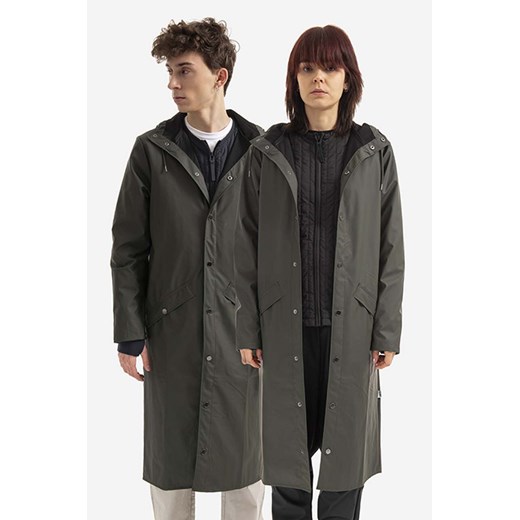 Rains kurtka przeciwdeszczowa Longer Jacket 18360 kolor zielony przejściowa 18360.GREEN ze sklepu ANSWEAR.com w kategorii Kurtki męskie - zdjęcie 166114028