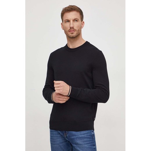 BOSS sweter bawełniany kolor czarny lekki ze sklepu ANSWEAR.com w kategorii Swetry męskie - zdjęcie 166114585