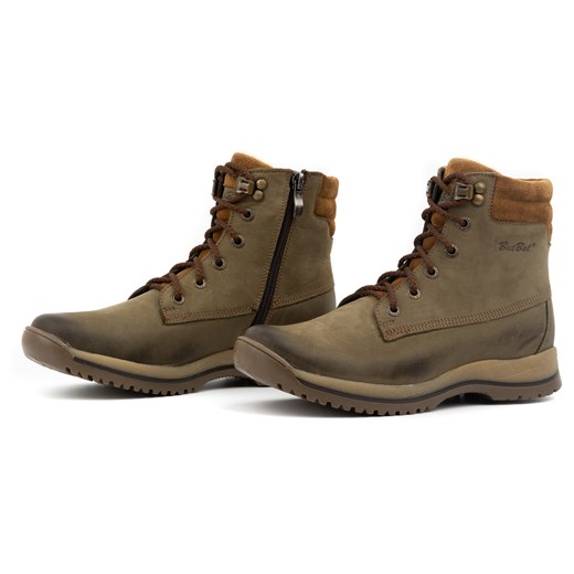 Buty damskie trekkingowe skórzane sznurowane za kostkę zimowe 360BB oliwka ze sklepu butyolivier w kategorii Workery damskie - zdjęcie 166115248
