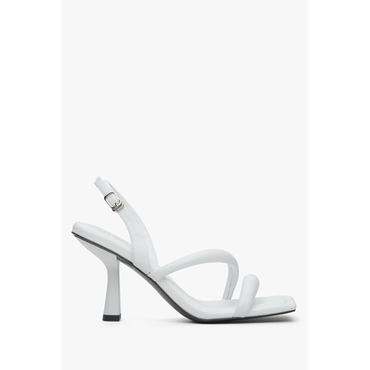 Estro: Białe sandały damskie z cienkich pasków na wysokim obcasie ze sklepu Estro w kategorii Sandały damskie - zdjęcie 166116258