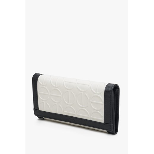 Estro: Duży portfel damski ze skóry naturalnej w kolorze biało-czarnym ze sklepu Estro w kategorii Portfele damskie - zdjęcie 166116327