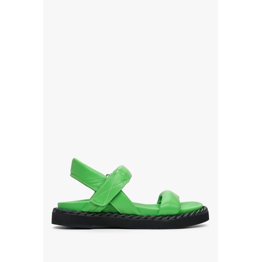 Estro: Zielone sandały damskie ze skóry naturalnej na lato ze sklepu Estro w kategorii Sandały damskie - zdjęcie 166117049