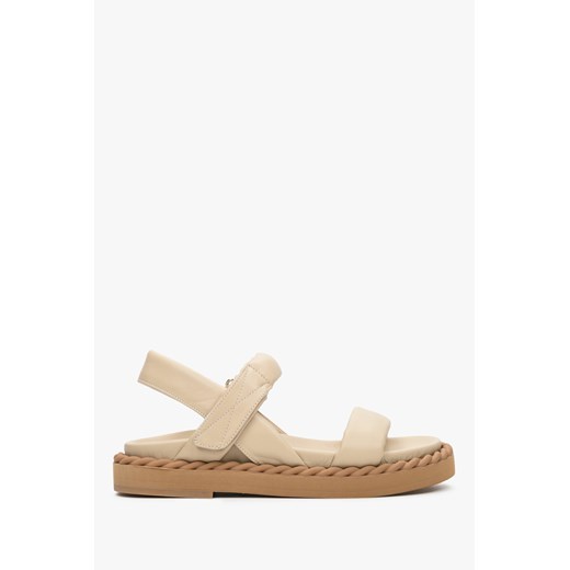 Estro: Beżowe sandały damskie ze skóry naturalnej na lato ze sklepu Estro w kategorii Sandały damskie - zdjęcie 166117077