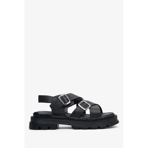 Estro: Czarne sandały damskie na elastycznej platformie z przeplatanymi paskami ze sklepu Estro w kategorii Sandały damskie - zdjęcie 166117288