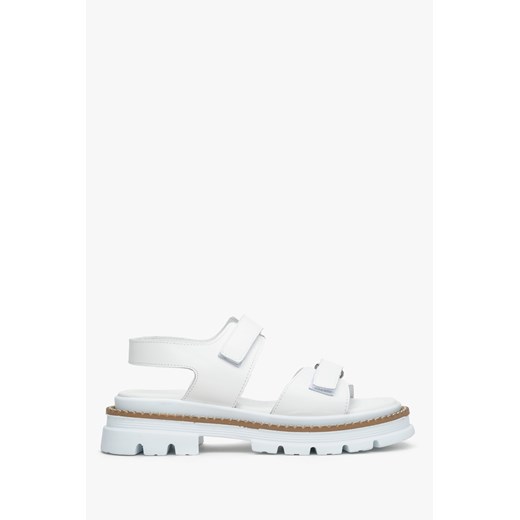Estro: Białe skórzane sandały damskie na masywnej platformie ze sklepu Estro w kategorii Sandały damskie - zdjęcie 166117725