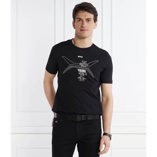T-shirt męski BOSS HUGO czarny z krótkim rękawem 
