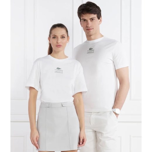 T-shirt męski Lacoste bawełniany biały z krótkim rękawem na lato