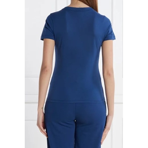 Bluzka damska Hugo Boss granatowa z okrągłym dekoltem casual bawełniana