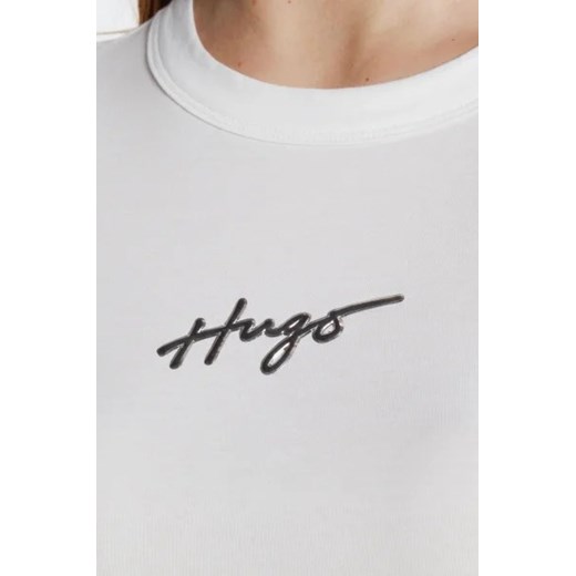 Bluzka damska Hugo Boss z krótkim rękawem z okrągłym dekoltem z napisem 