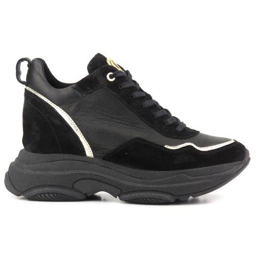 Sneakersy, buty sportowe damskie na ukrytym koturnie - CARINII B9061, czarne Carinii 38 ulubioneobuwie okazja