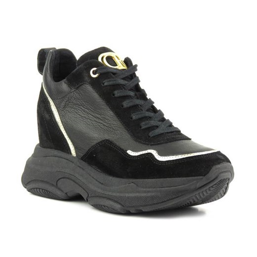 Sneakersy, buty sportowe damskie na ukrytym koturnie - CARINII B9061, czarne Carinii 38 okazyjna cena ulubioneobuwie