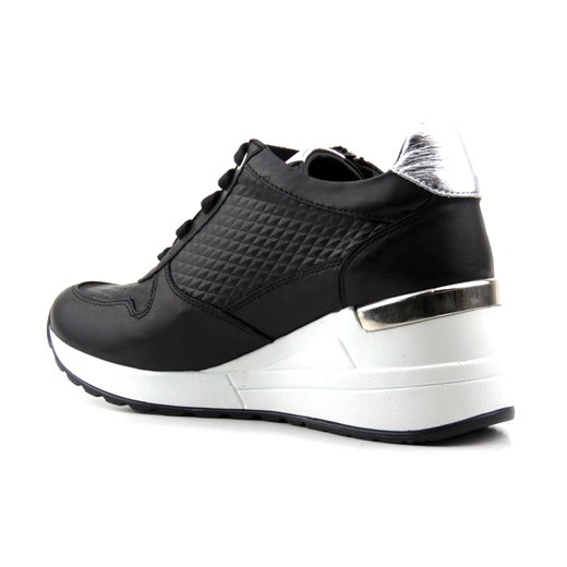 Sneakersy damskie na białym koturnie - VENEZIA 7655104, czarne Venezia 38 okazyjna cena ulubioneobuwie