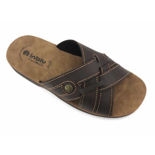 Klapki męskie ze skrzyżowanymi paskami - INBLU TG-07, ciemnobrązowe Inblu 44 okazja ulubioneobuwie