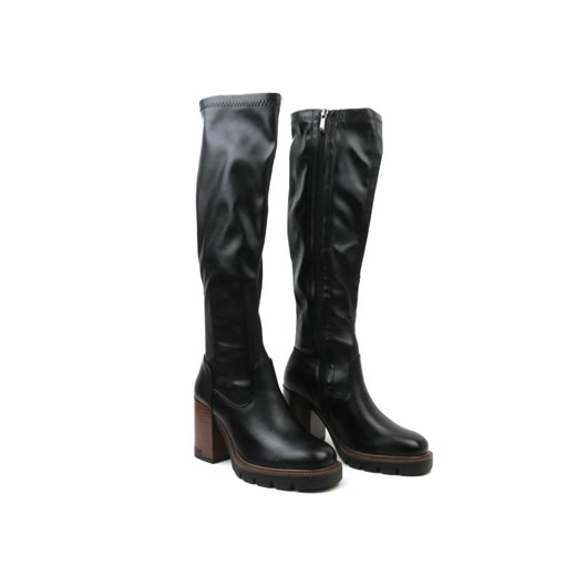 Wysokie kozaki damskie z ekoskóry- Potocki 23-12246, czarne Potocki 40 ulubioneobuwie