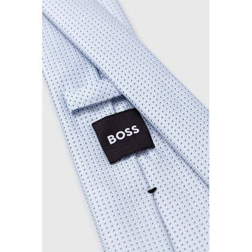 BOSS krawat jedwabny kolor niebieski ONE ANSWEAR.com
