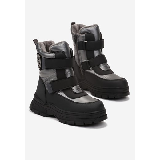 Szare Ocieplane Śniegowce na Rzepy z Naszywką Charmeur 30 okazja born2be.pl