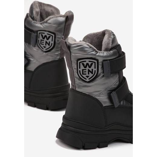 Szare Ocieplane Śniegowce na Rzepy z Naszywką Charmeur 27 born2be.pl okazyjna cena