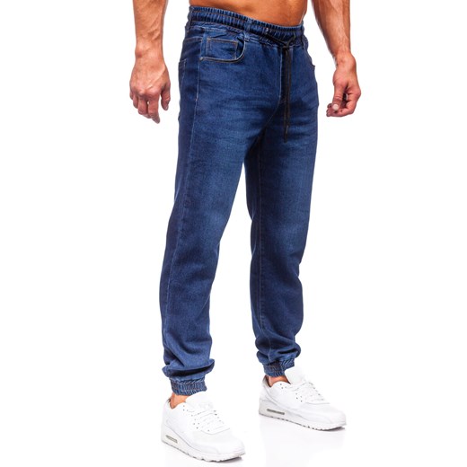 Granatowe spodnie jeansowe joggery męskie Denley 8130 42/3XL okazja Denley