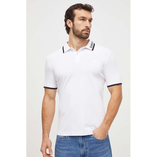 Guess polo LYLE męski kolor biały z nadrukiem M4RP60 K7O64 ze sklepu ANSWEAR.com w kategorii T-shirty męskie - zdjęcie 166151935