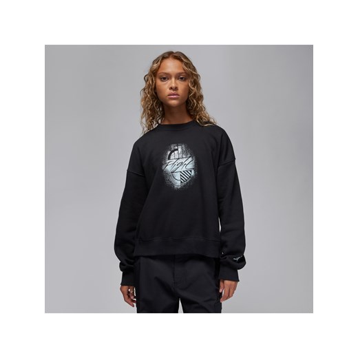 Damska bluza dresowa z półokrągłym dekoltem i grafiką Jordan Brooklyn Fleece - Czerń ze sklepu Nike poland w kategorii Bluzy damskie - zdjęcie 166154998