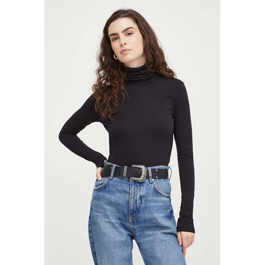 Samsoe Samsoe longsleeve damski kolor czarny z golfem Samsoe Samsoe M/L PRM