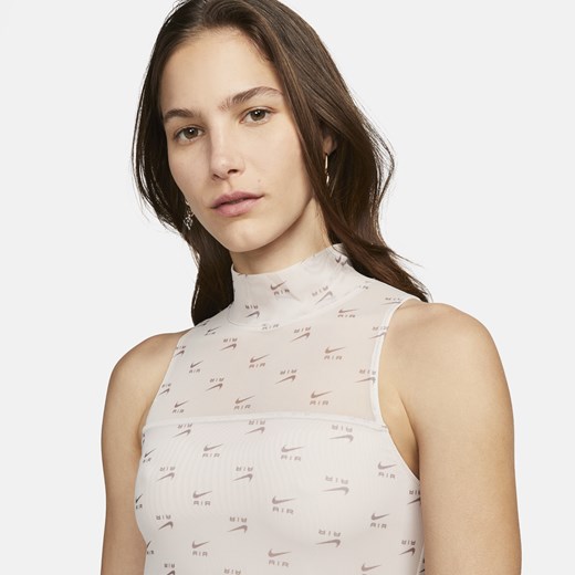 Bluzka damska Nike w grochy z okrągłym dekoltem 