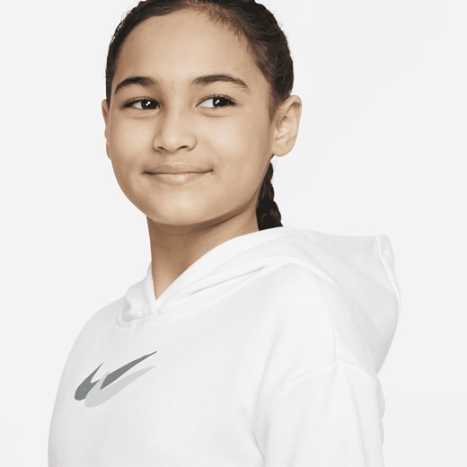 Dzianinowa bluza z kapturem dla dużych dzieci (dziewcząt) Nike Sportswear - Biel Nike M promocyjna cena Nike poland