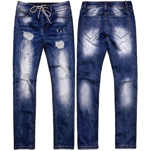 Spodnie jeansowe męskie granatowe z sznurkiem Recea ze sklepu Recea.pl w kategorii Jeansy męskie - zdjęcie 166155978