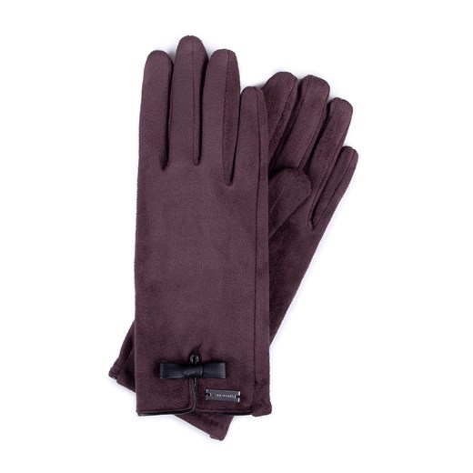 Damskie rękawiczki z kokardką ciemny brąz ze sklepu WITTCHEN w kategorii Rękawiczki damskie - zdjęcie 166156025