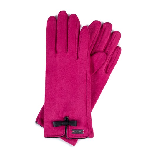 Damskie rękawiczki z kokardką różowe ze sklepu WITTCHEN w kategorii Rękawiczki damskie - zdjęcie 166156026