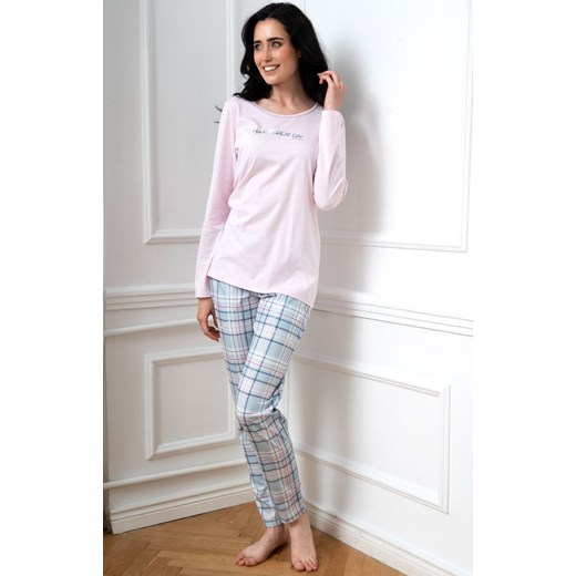 Damska piżama różowa z długim rękawem i długą nogawką Glamour, Kolor różowy, Rozmiar S, Italian Fashion ze sklepu Intymna w kategorii Piżamy damskie - zdjęcie 166161356