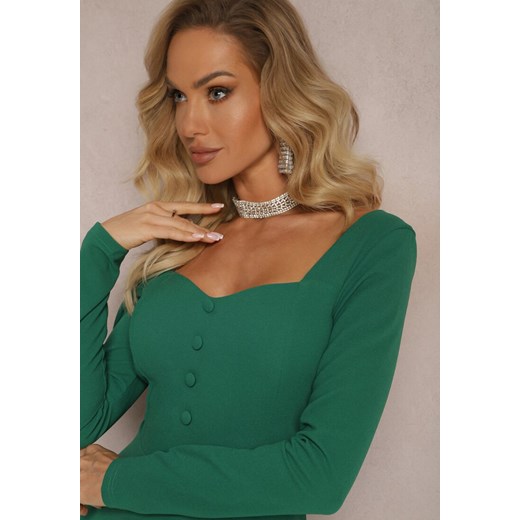 Renee sukienka midi z długim rękawem z dekoltem w literę v rozkloszowana 