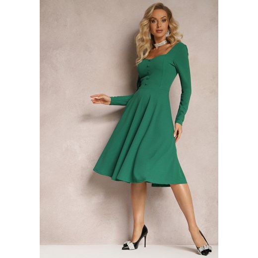 Sukienka Renee z długim rękawem rozkloszowana midi 