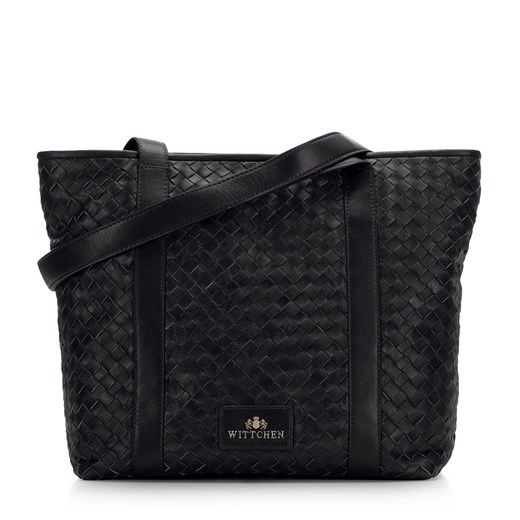 Torebka shopperka ze skórzanej plecionki czarna ze sklepu WITTCHEN w kategorii Torby Shopper bag - zdjęcie 166164997