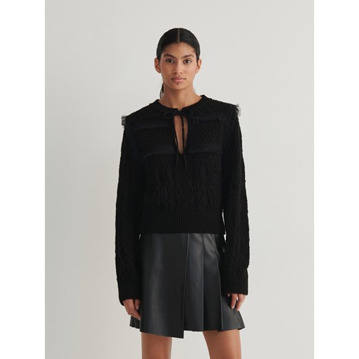 Reserved - Sweter z ozobnymi detalami - czarny ze sklepu Reserved w kategorii Swetry damskie - zdjęcie 166166375