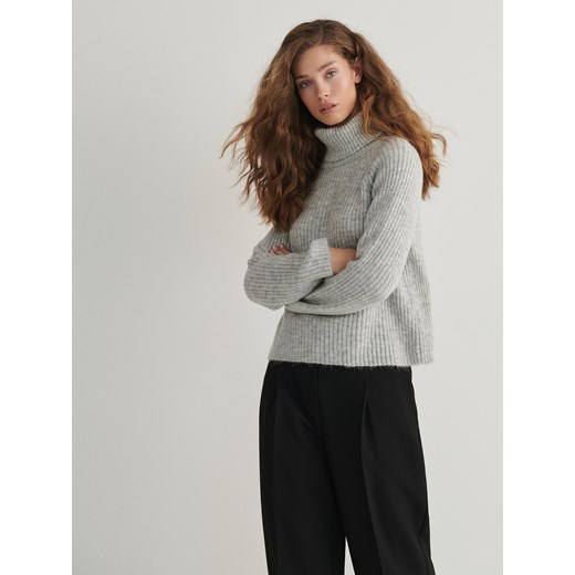 Reserved - Sweter z golfem - jasnoszary ze sklepu Reserved w kategorii Swetry damskie - zdjęcie 166166426