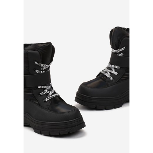 Czarne Śniegowce na Grubej Podeszwie na Rzep Willandra 31 okazja born2be.pl