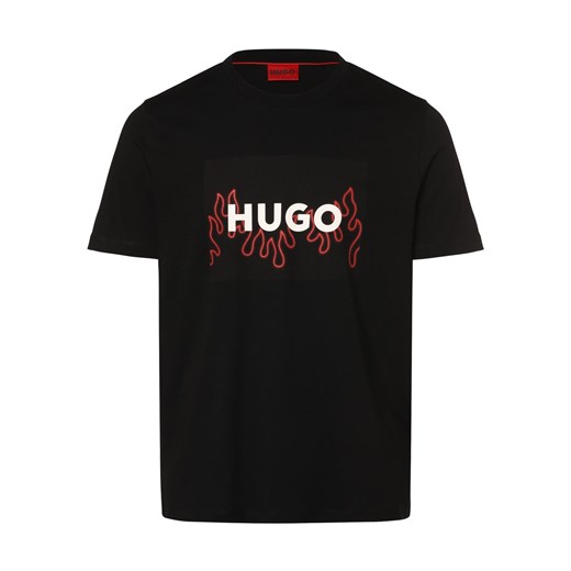 HUGO T-shirt męski Mężczyźni Bawełna czarny nadruk ze sklepu vangraaf w kategorii T-shirty męskie - zdjęcie 166181367
