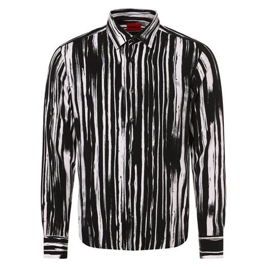 HUGO Koszula męska Mężczyźni Slim Fit wiskoza czarny wzorzysty ze sklepu vangraaf w kategorii Koszule męskie - zdjęcie 166181369