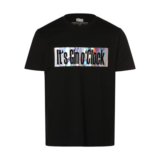 Finshley & Harding London T-shirt męski Mężczyźni Bawełna czarny nadruk ze sklepu vangraaf w kategorii T-shirty męskie - zdjęcie 166181389