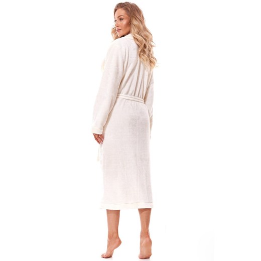 Długi szlafrok damski ecru 2312 Lux, Kolor ecru, Rozmiar XL, L&amp;L ze sklepu Intymna w kategorii Szlafroki damskie - zdjęcie 166181586