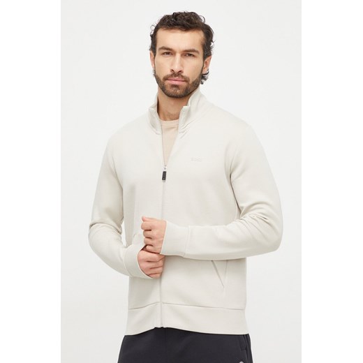 Boss Green bluza męska kolor beżowy gładka ze sklepu ANSWEAR.com w kategorii Bluzy męskie - zdjęcie 166183985
