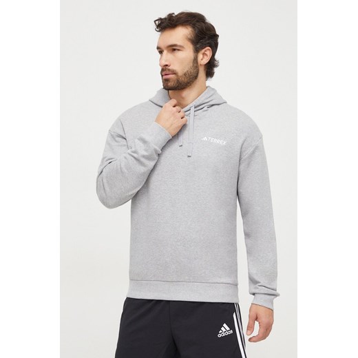 adidas TERREX bluza sportowa kolor szary z kapturem melanżowa IB6564 ze sklepu ANSWEAR.com w kategorii Bluzy męskie - zdjęcie 166183995